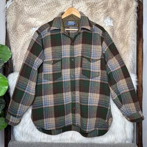 Vintage Pendleton Wool Plaid Button Up Shirt Jacket